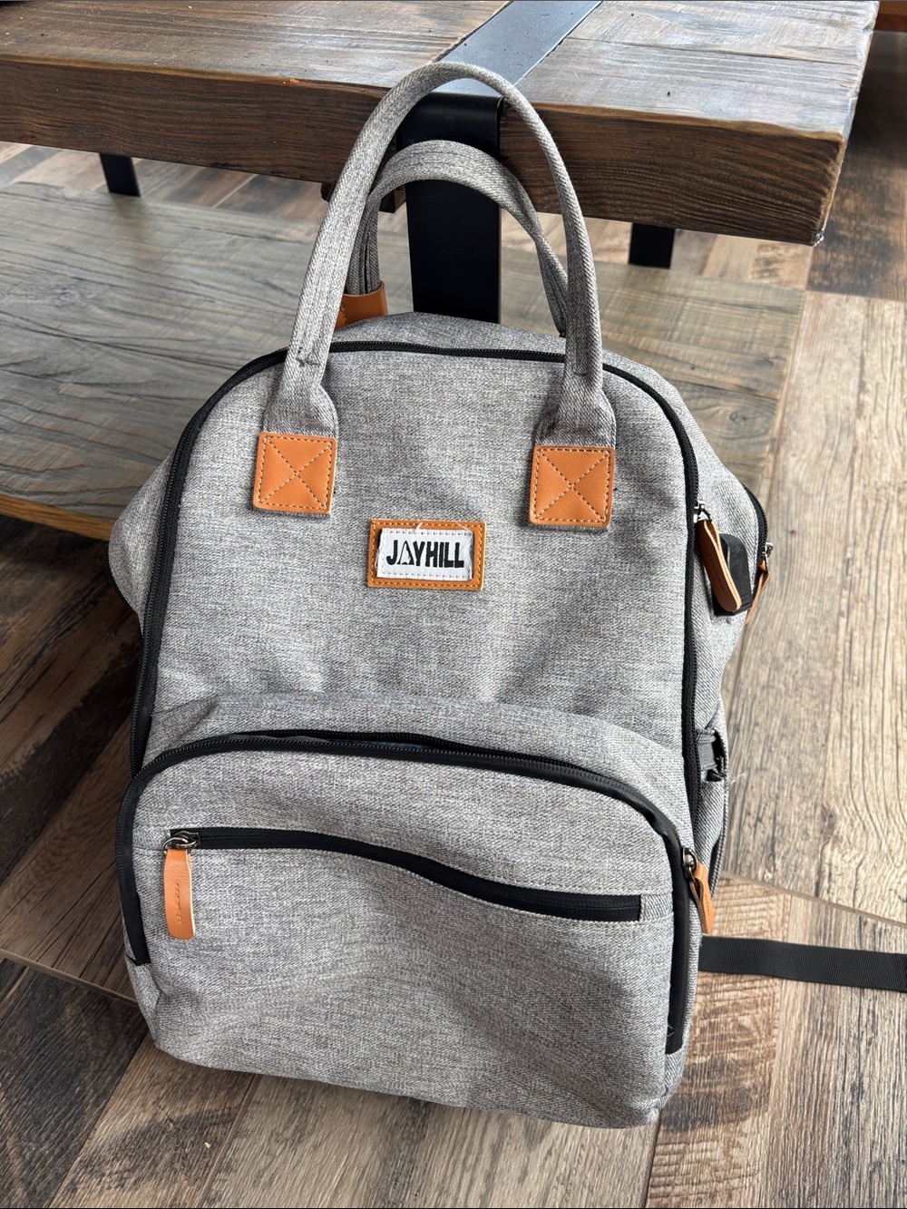 Jayhill Men's Gray Backpack with Tan Accents